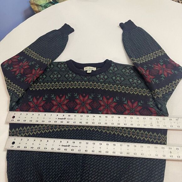 LL Bean Norwegian Snowflake Wool Sweater VTG 90s Nordic Made In Ireland Large - Picture 6 of 15